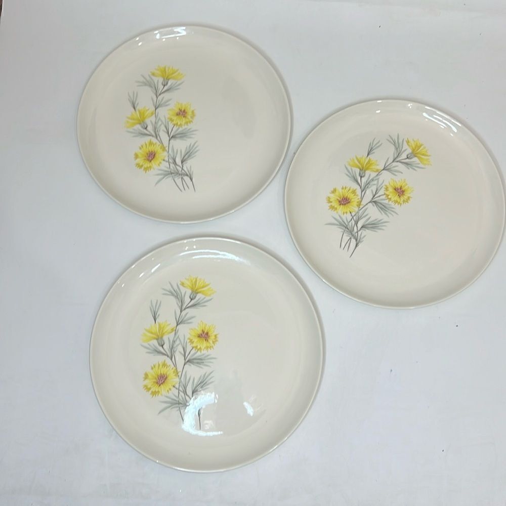 Taylor Smith & Taylor Golden Button Plates True Underglaze Oven Proof Set Of 3